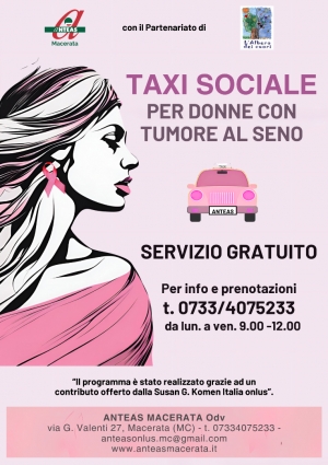 Al via il servizio di &quot;Taxi sociale per donne con tumore al seno&quot;