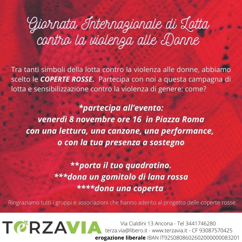 Fiaccole, coperte rosse e letture per la giornata contro la violenza alle Donne