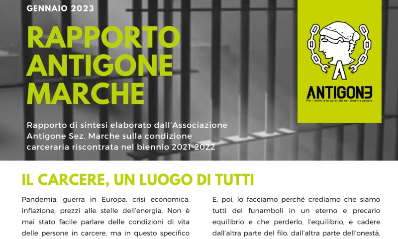 “Il carcere, un luogo di tutti”: esce il Report 2021-2022 di Antigone Marche