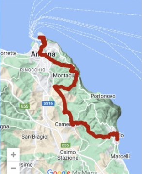 Mappa del Cammino Francescano della Marca di Ancona